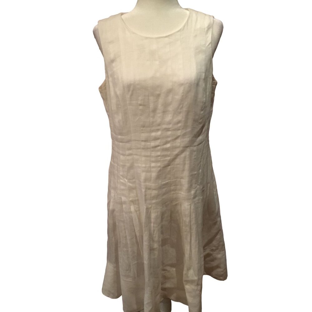 Lauren Ralph Lauren Womens Sleeveless White Dress Size 12 Cotton & Linen
